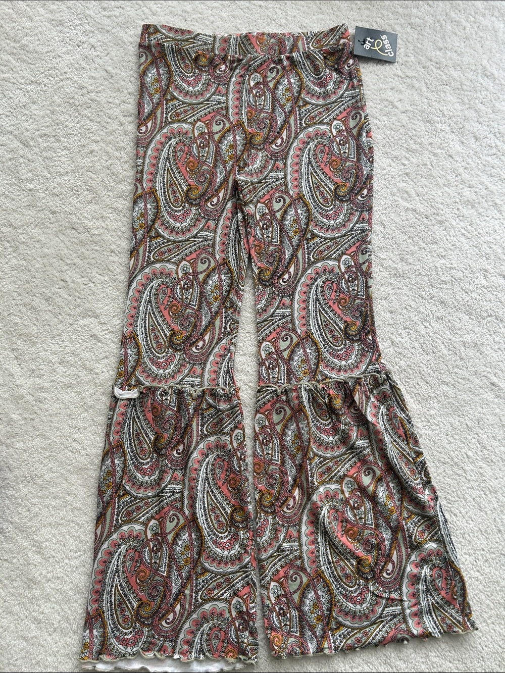 art class Paisley Flare Leggings in Coral, Olive, Cream